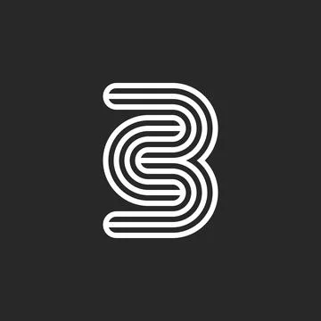 Initials CB or BC letters logo monogram black and white think lines, minimal  Stock Illustration