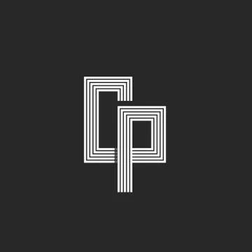 Initials CP or PC creative letter logo monogram, combination two letters C an Stock Illustration