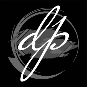 Initials D P modern handwritten signature logo Stock Illustration