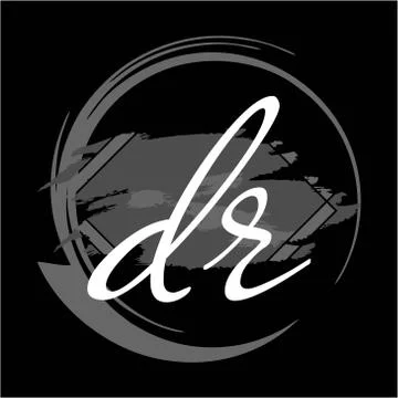 Initials D R modern handwritten signature logo Stock Illustration