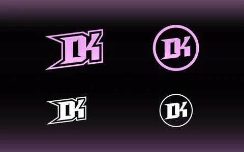 Initials DK logo with a bright color is suitable for E sports teams and others Stock Illustration