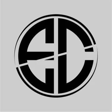 The initials E C is circular with the middle cleavage Stock Illustration