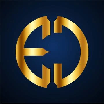 Initials E J circular shape and elegant gold color Stock Illustration