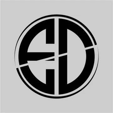 The initials E O is circular with the middle cleavage Stock Illustration