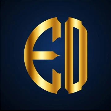 Initials E O circular shape and elegant gold color Stock Illustration