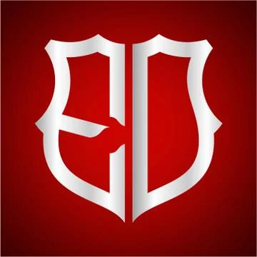 Initials E O shield shape with silver color Stock Illustration