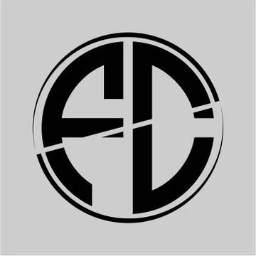 The initials F C is circular with the middle cleavage Stock Illustration