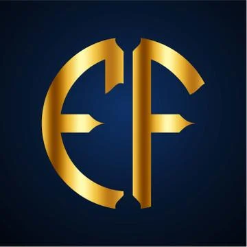 Initials F F circular shape and elegant gold color Stock Illustration