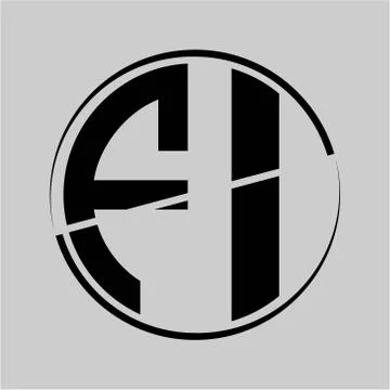 The initials F I is circular with the middle cleavage Stock Illustration