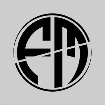 The initials F M is circular with the middle cleavage Stock Illustration