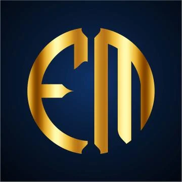 Initials F M circular shape and elegant gold color Stock Illustration