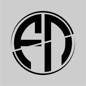 The initials F N is circular with the middle cleavage 스톡 일러스트