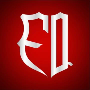 Initials F Q shield shape with silver color Illustrazione stock