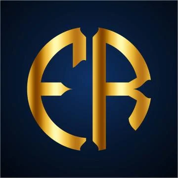 Initials F R circular shape and elegant gold color Stock Illustration