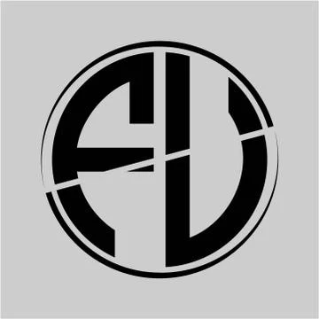 The initials F U is circular with the middle cleavage Stock Illustration