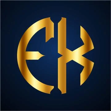 Initials F X circular shape and elegant gold color Stock Illustration