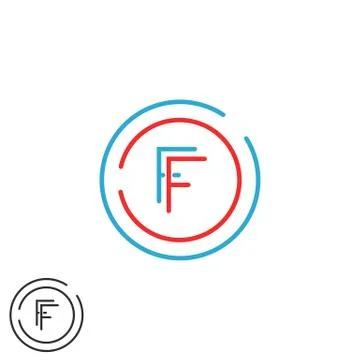 Initials FF letter logo monogram, intersection thin line F, F hipster emblem  Stock Illustration