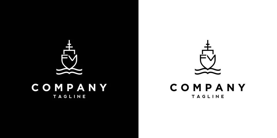 The initials FM logo forms a modern and elegant boat Stock Illustration