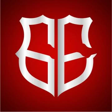 Initials G E shield shape with silver color Stock Illustration