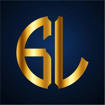 Initials G L circular shape and elegant gold color Stock Illustration