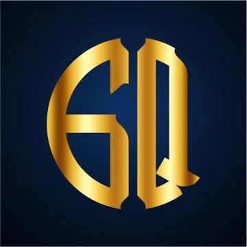 Initials G Q circular shape and elegant gold color Stock Illustration
