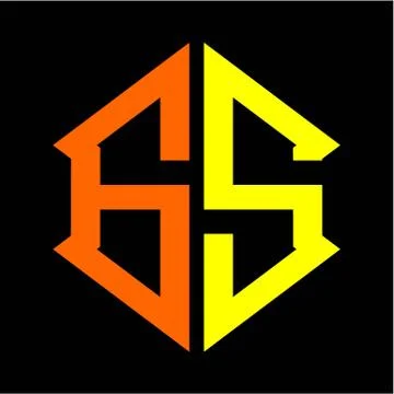 The initials G S hexagon monogram logo in orange and yellow Stock Illustration