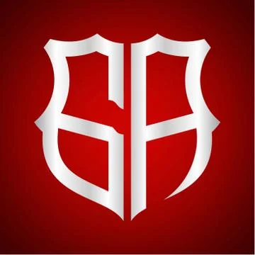 Initials G A shield shape with silver color Stock Illustration