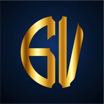 Initials G V circular shape and elegant gold color Illustrazione stock