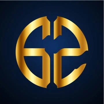 Initials G Z circular shape and elegant gold color Stock Illustration