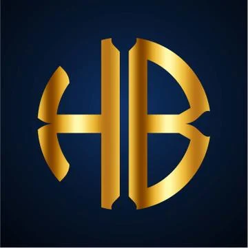 Initials H B circular shape and elegant gold color Stock Illustration