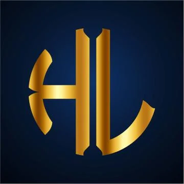 Initials H L circular shape and elegant gold color Stock Illustration