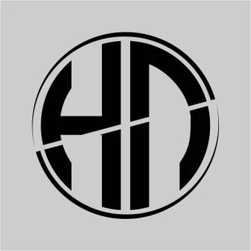 The initials H N is circular with the middle cleavage Stock Illustration
