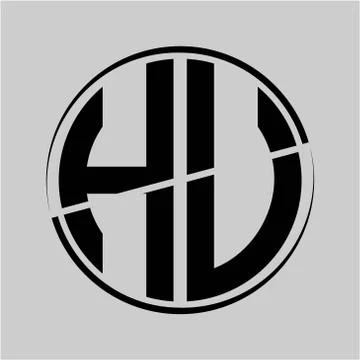 The initials H U is circular with the middle cleavage Stock Illustration