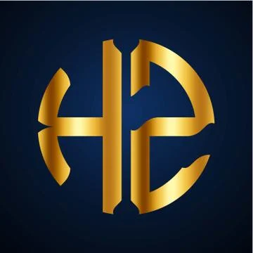 Initials H Z circular shape and elegant gold color Stock Illustration