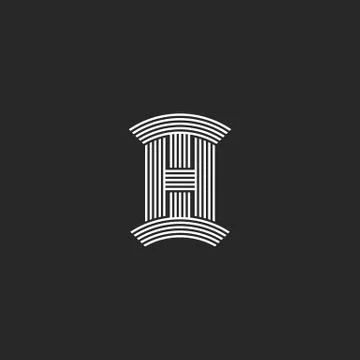 Initials HI letters logo monogram, linear original emblem for t-shirt print,  Stock Illustration