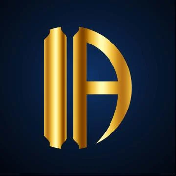 Initials I A circular shape and elegant gold color Stock Illustration