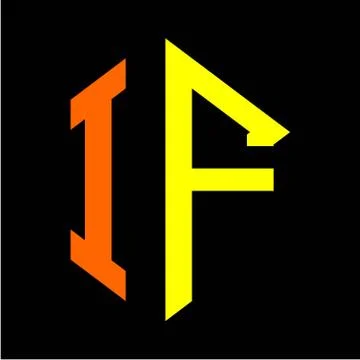 The initials I F hexagon monogram logo in orange and yellow Stock Illustration