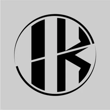 The initials I K is circular with the middle cleavage Stock Illustration