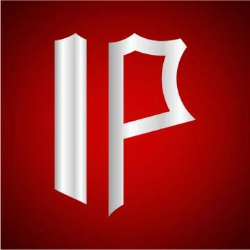 Initials I P shield shape with silver color Stock-Illustration