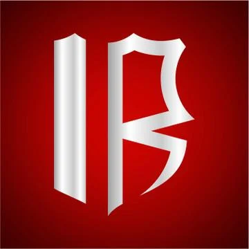 Initials I R shield shape with silver color Stock Illustration