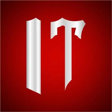 Initials I T shield shape with silver color Stock Illustration