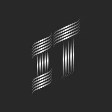 Initials IT or TI metal letters logo monogram, combination two letters I an.. Stock Illustration