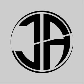 The initials J A is circular with the middle cleavage Stock Illustration