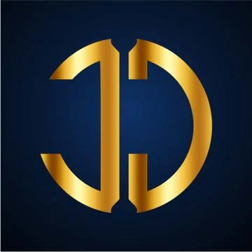 Initials J J circular shape and elegant gold color Stock Illustration