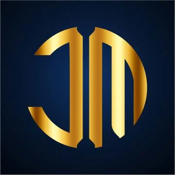 Initials J M circular shape and elegant gold color Stock Illustration