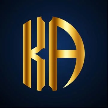 Initials K A circular shape and elegant gold color Stock Illustration