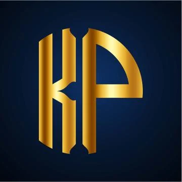 Initials K P circular shape and elegant gold color Stock Illustration