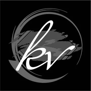 Initials K V modern handwritten signature logo Stock Illustration