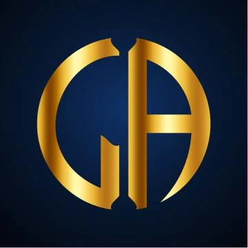 Initials L A circular shape and elegant gold color Stock Illustration