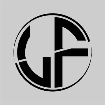 The initials L F is circular with the middle cleavage Stock Illustration